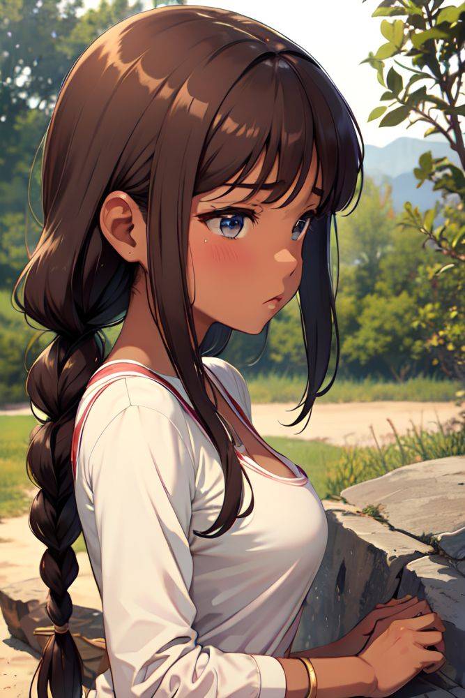 Anime Busty Small Tits 60s Age Sad Face Ginger Braided Hair Style Dark Skin Soft + Warm Desert Side View Yoga Teacher 3690960033424625295 - AI Hentai - #main