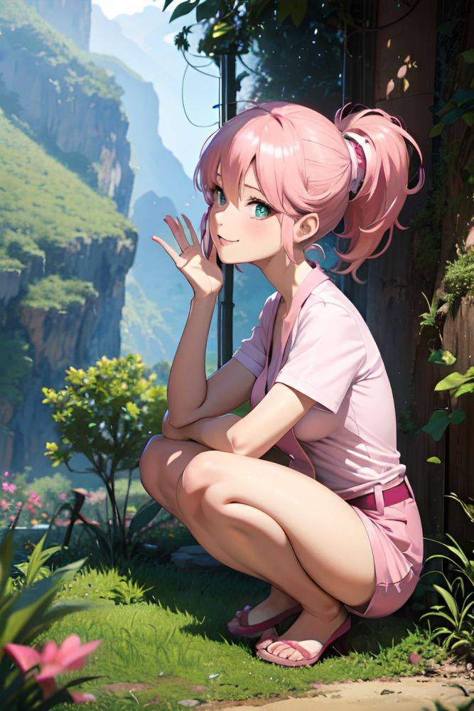 Anime Busty Small Tits 70s Age Happy Face Pink Hair Pixie Hair Style Light Skin Mirror Selfie Jungle Side View Squatting Nurse 3690983228842818510 - AI Hentai - #main