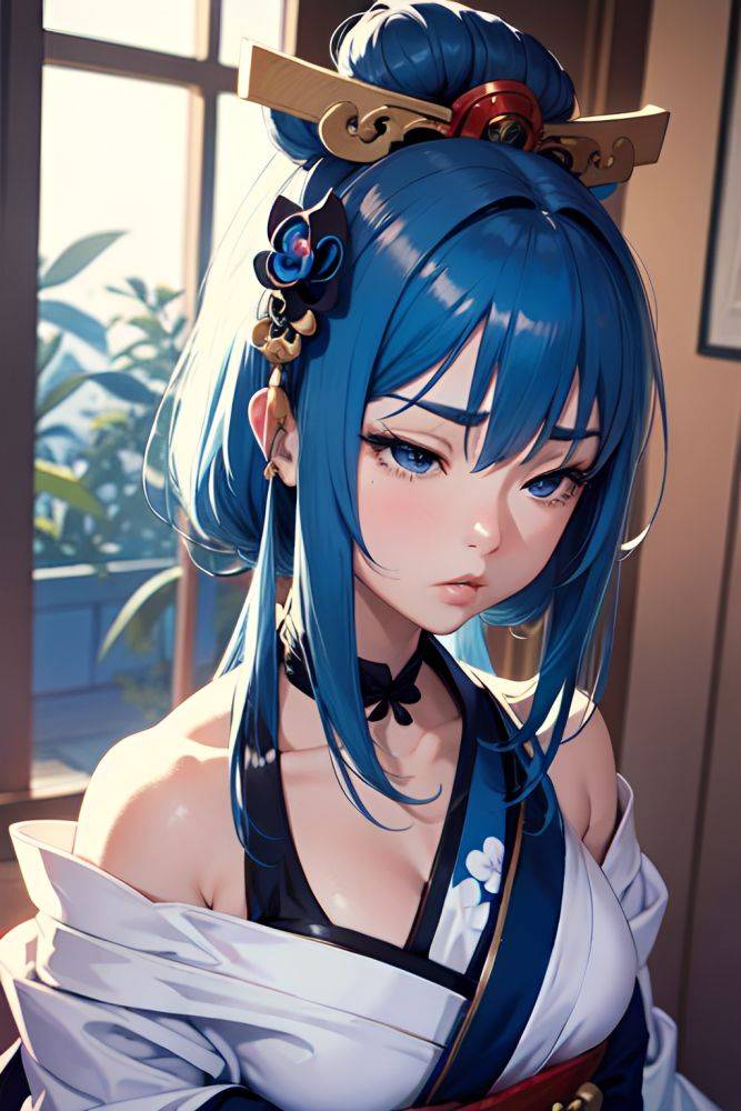 Anime Muscular Small Tits 60s Age Serious Face Blue Hair Straight Hair Style Light Skin Black And White Oasis Close Up View Sleeping Geisha 3691172636455357531 - AI Hentai - #main