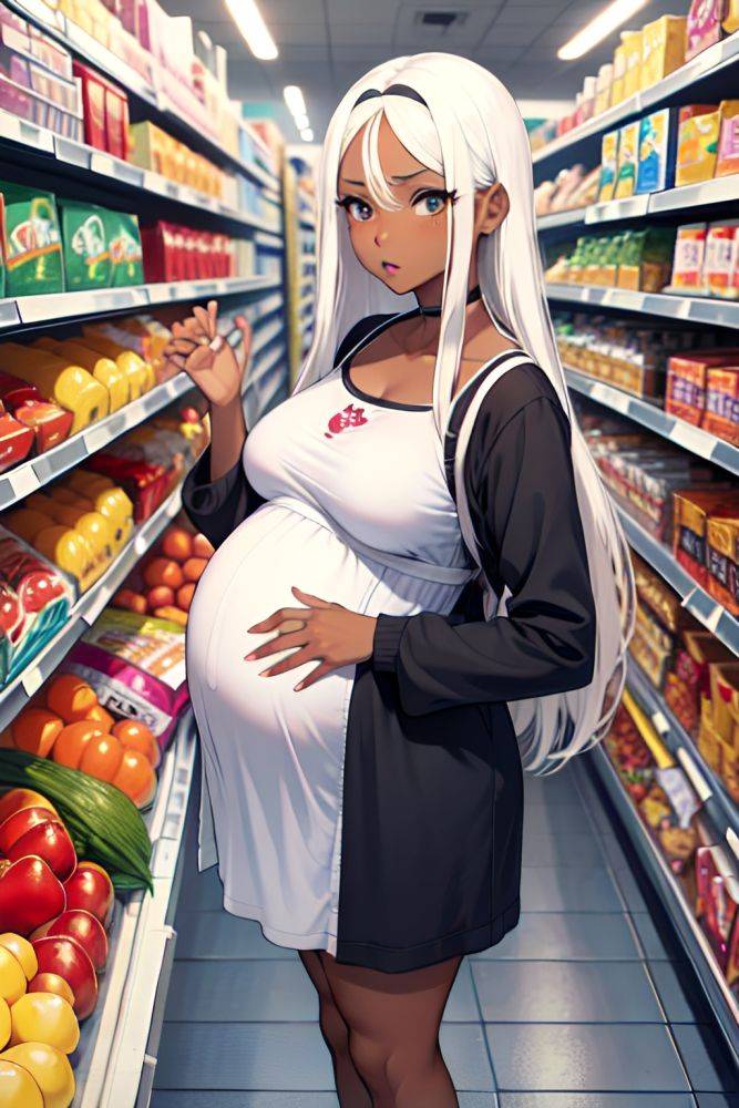 Anime Pregnant Small Tits 60s Age Shocked Face White Hair Straight Hair Style Dark Skin Skin Detail (beta) Grocery Front View T Pose Fishnet 3691300197603722987 - AI Hentai - #main