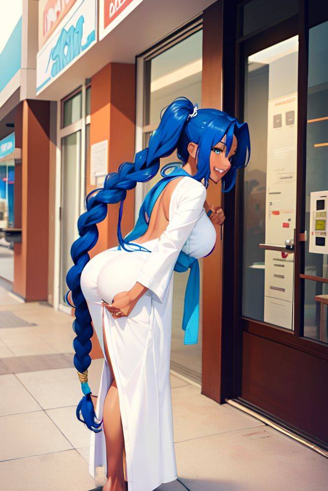 Anime Skinny Huge Boobs 20s Age Laughing Face Blue Hair Braided Hair Style Dark Skin Film Photo Mall Back View Bending Over Bathrobe 3691334991134149588 - AI Hentai - #main