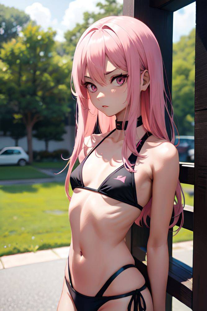 Anime Skinny Small Tits 18 Age Serious Face Pink Hair Straight Hair Style Dark Skin Dark Fantasy Gym Close Up View Plank Bikini 3691358179491126684 - AI Hentai - #main