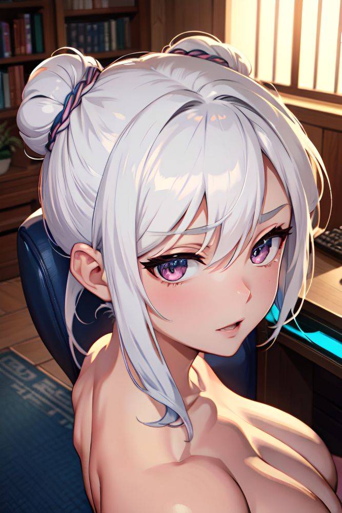 Anime Muscular Small Tits 18 Age Seductive Face White Hair Hair Bun Hair Style Light Skin Illustration Stage Front View Gaming Nude 3691362044961726890 - AI Hentai - #main