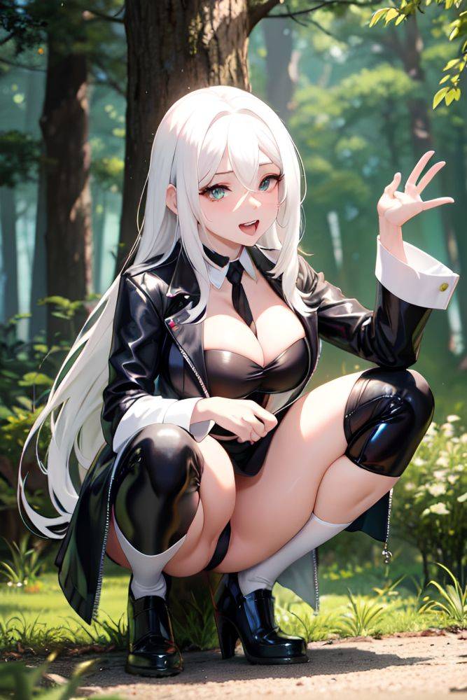 Anime Busty Small Tits 40s Age Ahegao Face White Hair Straight Hair Style Light Skin Comic Forest Front View Squatting Latex 3691613297955958336 - AI Hentai - #main