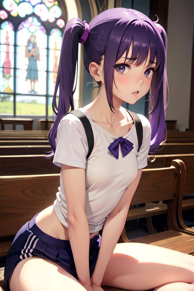 Anime Skinny Small Tits 60s Age Sad Face Purple Hair Pigtails Hair Style Light Skin Vintage Church Side View Working Out Schoolgirl 3691621031663318118 - AI Hentai - #main