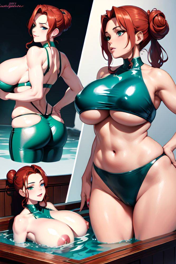 Anime Busty Huge Boobs 40s Age Seductive Face Ginger Hair Bun Hair Style Dark Skin Watercolor Hot Tub Side View Working Out Latex 3691667417310467727 - AI Hentai - #main