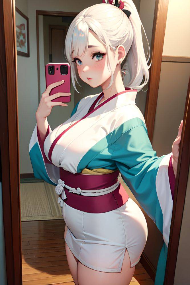 Anime Chubby Small Tits 50s Age Pouting Lips Face White Hair Ponytail Hair Style Light Skin Mirror Selfie Mountains Front View Straddling Kimono 3691675148251665743 - AI Hentai - #main