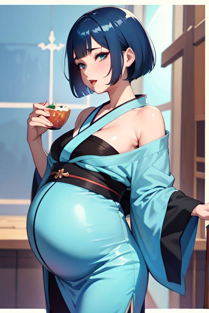 Anime Pregnant Small Tits 50s Age Ahegao Face Blue Hair Bobcut Hair Style Dark Skin Watercolor Church Back View Eating Kimono 3691810436956358232 - AI Hentai - #main