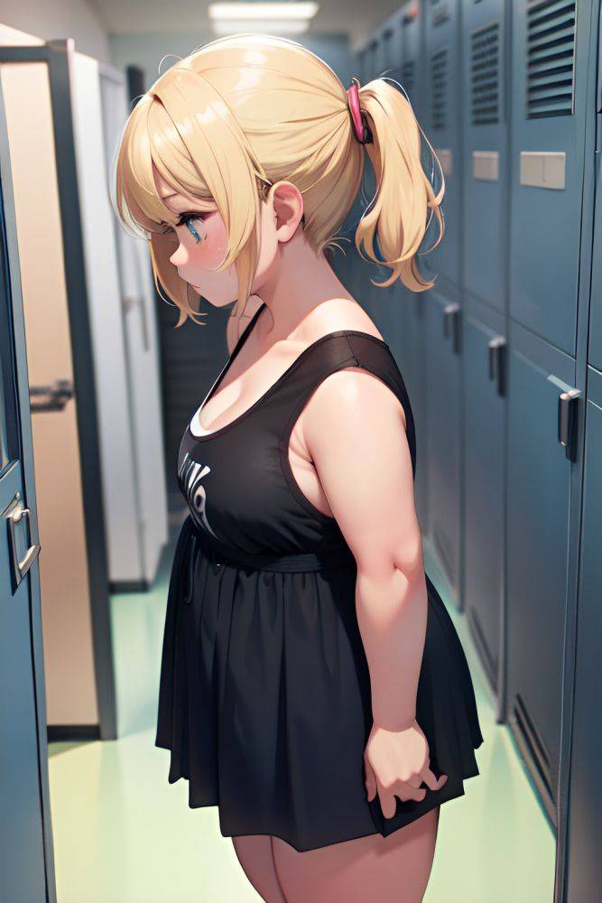 Anime Chubby Small Tits 80s Age Sad Face Blonde Pixie Hair Style Dark Skin Charcoal Locker Room Back View T Pose Goth 3691825901433237832 - AI Hentai - #main