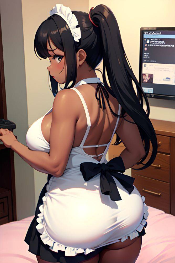 Anime Chubby Huge Boobs 60s Age Shocked Face Black Hair Ponytail Hair Style Dark Skin Vintage Yacht Back View Gaming Maid 3691899345374659295 - AI Hentai - #main