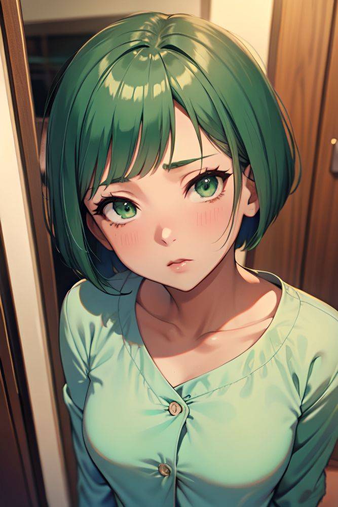 Anime Busty Small Tits 50s Age Sad Face Green Hair Bobcut Hair Style Dark Skin Warm Anime Yacht Front View Massage Pajamas 3691953461962983920 - AI Hentai - #main