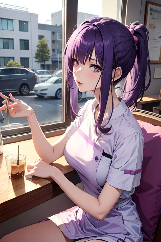 Anime Skinny Small Tits 60s Age Ahegao Face Purple Hair Messy Hair Style Light Skin Watercolor Cafe Side View Bathing Nurse 3692108080958662490 - AI Hentai - #main