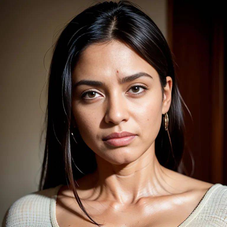 , Indian, brown skin, facial mark,woman,aging,(RAW photo, best quality, masterpiece:1.1), (realistic, photo-realistic:1.2), ultra-detailed, ultra high res, physically-based rendering,(adult:1.5) - #main