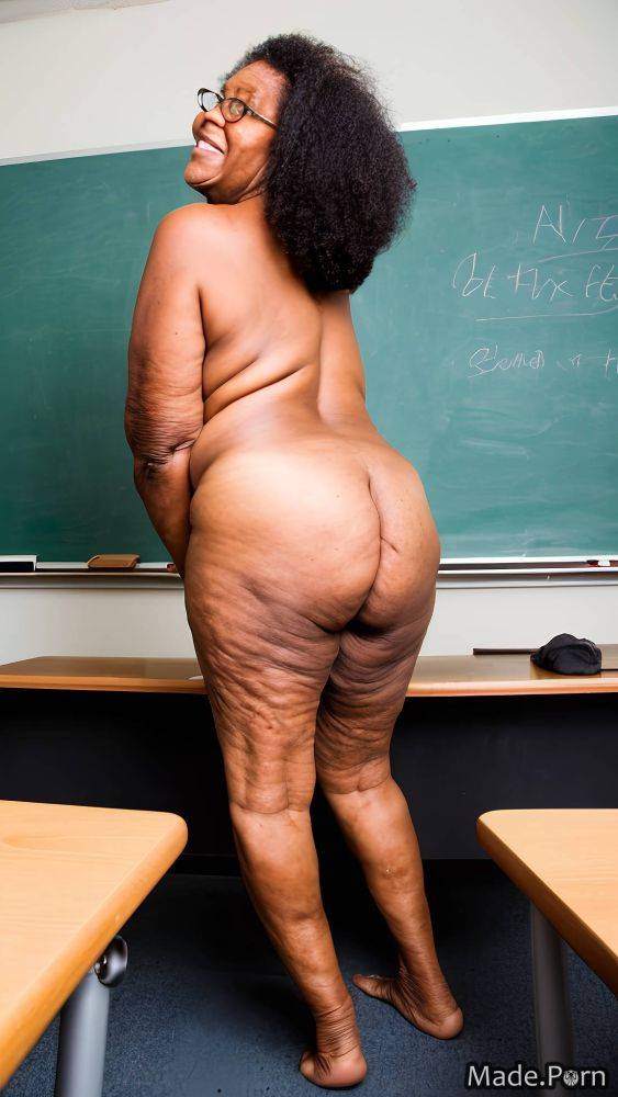 Lecture hall wild afro barefoot long legs big hips thighs looking at viewer AI porn - #main