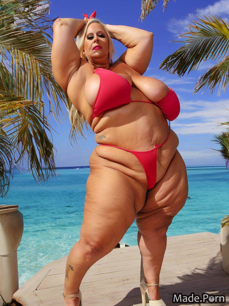 Muscular bikini ssbbw woman photo gigantic boobs lipstick AI porn - #main