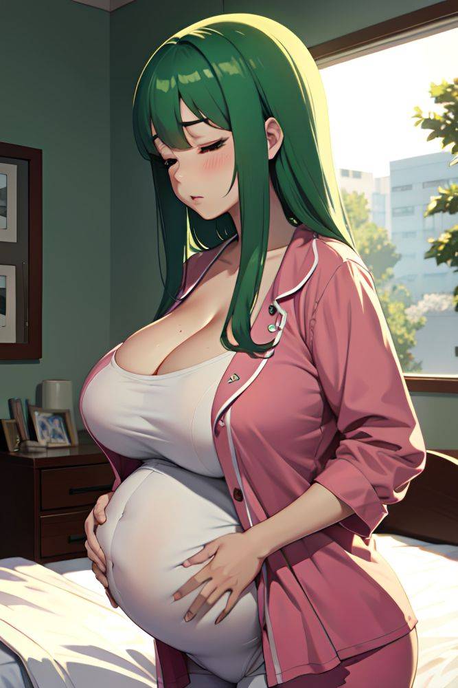 Anime Pregnant Huge Boobs 20s Age Sad Face Green Hair Straight Hair Style Light Skin Warm Anime Bar Back View Sleeping Pajamas 3692448242354388216 - AI Hentai - #main