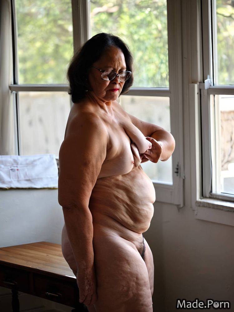 Short bobcut chubby black hair barefoot gray bbw AI porn - #main