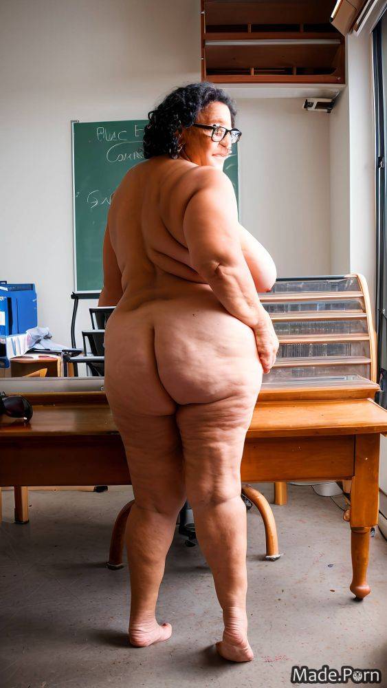 Black hair slutty looking back chubby glasses big hips fat AI porn - #main