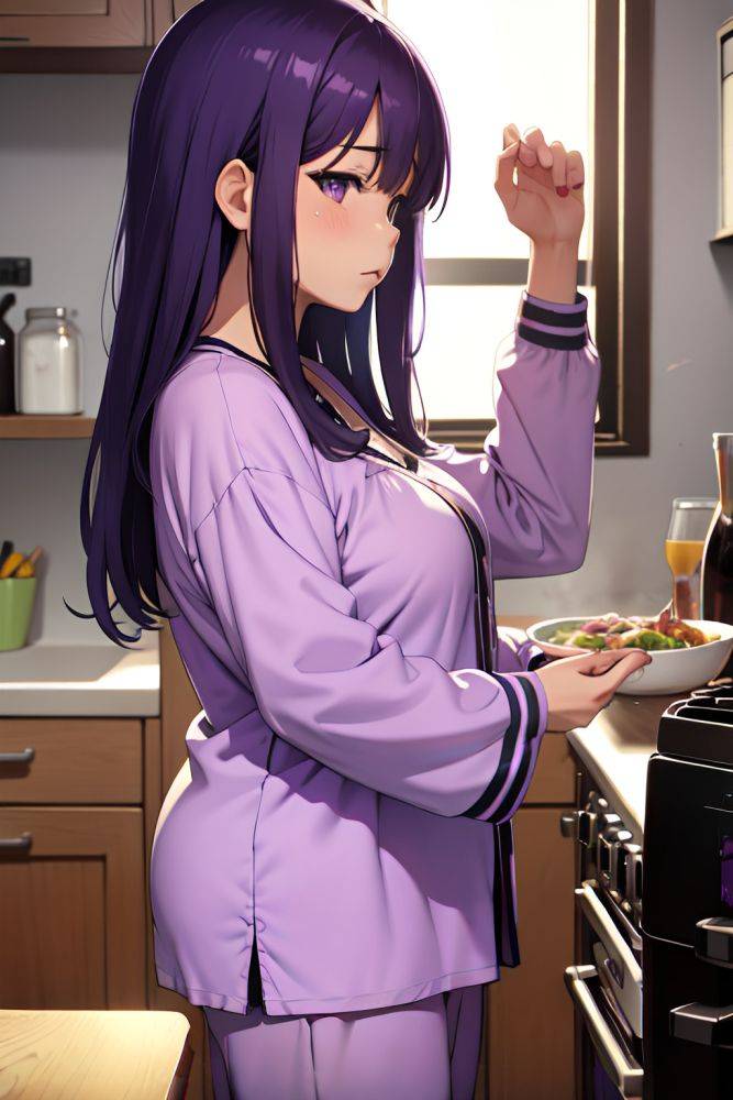 Anime Chubby Small Tits 60s Age Sad Face Purple Hair Straight Hair Style Dark Skin Dark Fantasy Club Side View Cooking Pajamas 3688053200679293352 - AI Hentai - #main