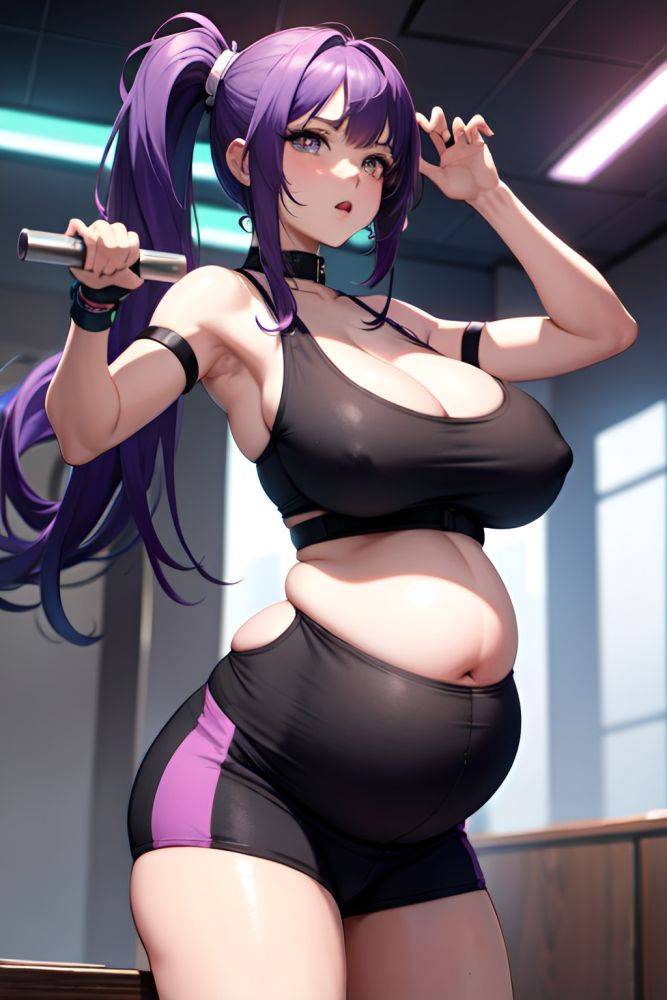 Anime Pregnant Huge Boobs 20s Age Shocked Face Purple Hair Bangs Hair Style Light Skin Cyberpunk Gym Back View Straddling Schoolgirl 3688084124401215647 - AI Hentai - #main