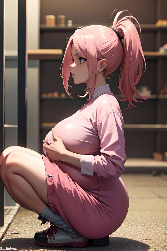 Anime Pregnant Small Tits 18 Age Angry Face Pink Hair Slicked Hair Style Dark Skin Soft + Warm Prison Side View Squatting Latex 3688134377208051349 - AI Hentai - #main