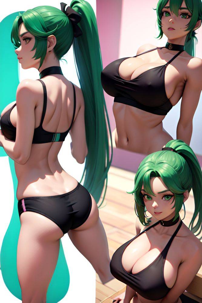 Anime Skinny Huge Boobs 80s Age Seductive Face Green Hair Ponytail Hair Style Dark Skin 3d Restaurant Back View Plank Pajamas 3688377901685084221 - AI Hentai - #main