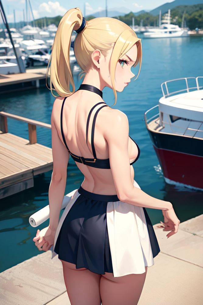 Anime Skinny Small Tits 50s Age Serious Face Blonde Ponytail Hair Style Light Skin Film Photo Yacht Side View On Back Mini Skirt 3688888143805638578 - AI Hentai - #main