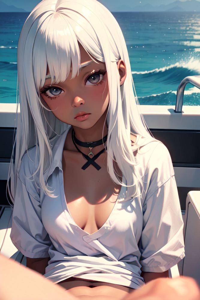 Anime Skinny Small Tits 70s Age Pouting Lips Face White Hair Bangs Hair Style Dark Skin Illustration Yacht Close Up View Straddling Schoolgirl 3688938395095350551 - AI Hentai - #main