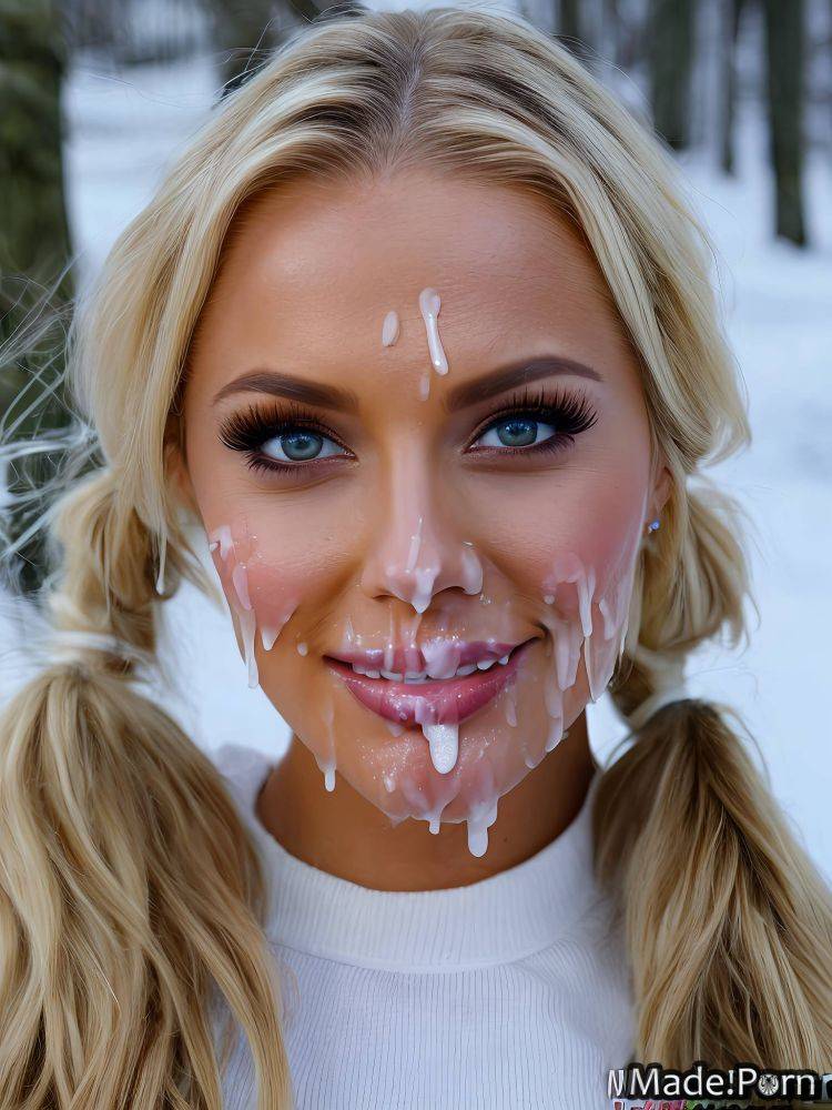 Facial cum on tits cumshot babe lipstick woman bukkake AI porn - #main