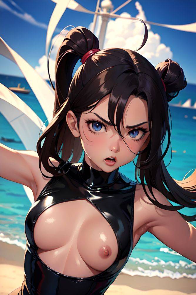 Anime Busty Small Tits 18 Age Angry Face Brunette Slicked Hair Style Dark Skin Dark Fantasy Yacht Front View On Back Latex 3696491524511164541 - AI Hentai - #main