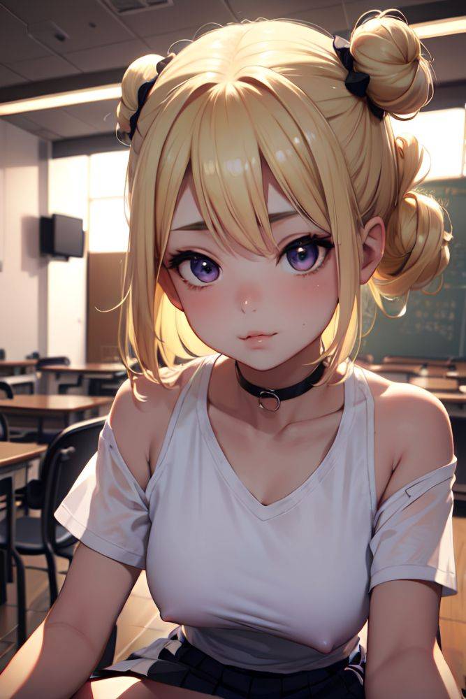 Anime Busty Small Tits 20s Age Pouting Lips Face Blonde Hair Bun Hair Style Dark Skin Crisp Anime Club Front View Spreading Legs Schoolgirl 3696483791422487407 - AI Hentai - #main