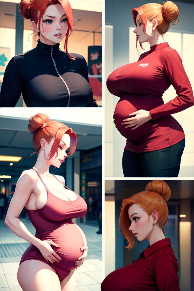 Anime Pregnant Huge Boobs 50s Age Angry Face Ginger Hair Bun Hair Style Light Skin Cyberpunk Mall Side View Massage Pajamas 3696843282335205880 - AI Hentai - #main