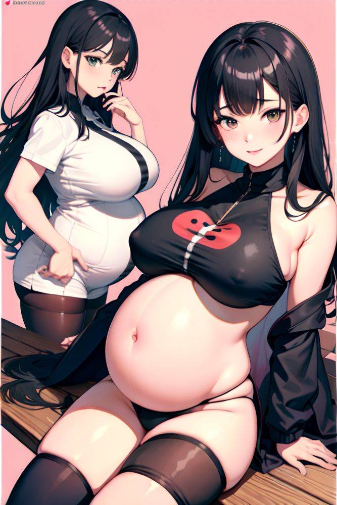 Anime Pregnant Huge Boobs 18 Age Happy Face Black Hair Bangs Hair Style Dark Skin Watercolor Oasis Back View Plank Stockings 3696951512322899926 - AI Hentai - #main