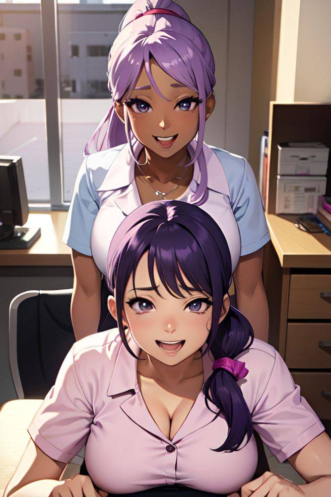 Anime Pregnant Small Tits 70s Age Laughing Face Purple Hair Ponytail Hair Style Dark Skin Soft + Warm Office Front View Straddling Nurse 3697036554669641723 - AI Hentai - #main