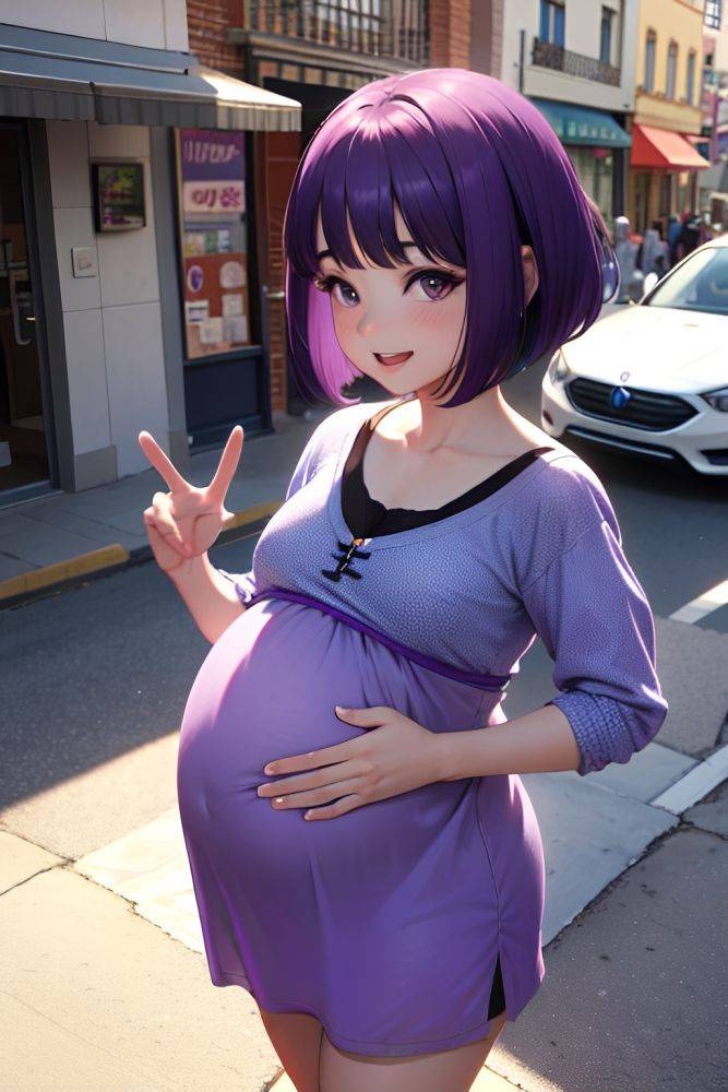 Anime Pregnant Small Tits 60s Age Happy Face Purple Hair Bobcut Hair Style Light Skin 3d Street Side View Gaming Bra 3697210500846398318 - AI Hentai - #main