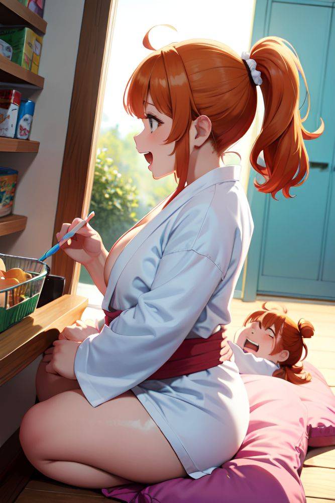 Anime Chubby Small Tits 80s Age Laughing Face Ginger Ponytail Hair Style Light Skin Painting Grocery Side View Spreading Legs Bathrobe 3697222097411952823 - AI Hentai - #main