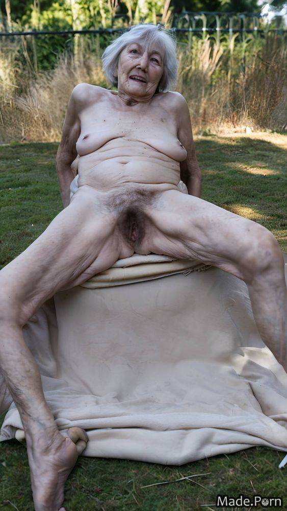 German looking at viewer skinny saggy tits nude photo house garden AI porn - #main
