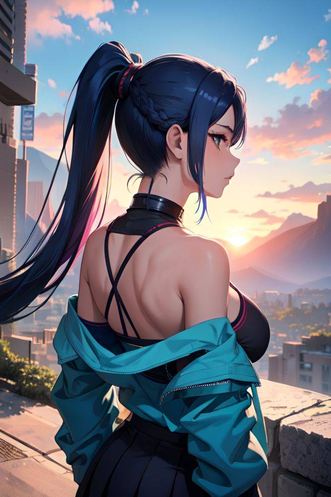 Anime Busty Small Tits 18 Age Serious Face Blue Hair Ponytail Hair Style Dark Skin Cyberpunk Mountains Back View Cumshot Schoolgirl 3697488815837912439 - AI Hentai - #main