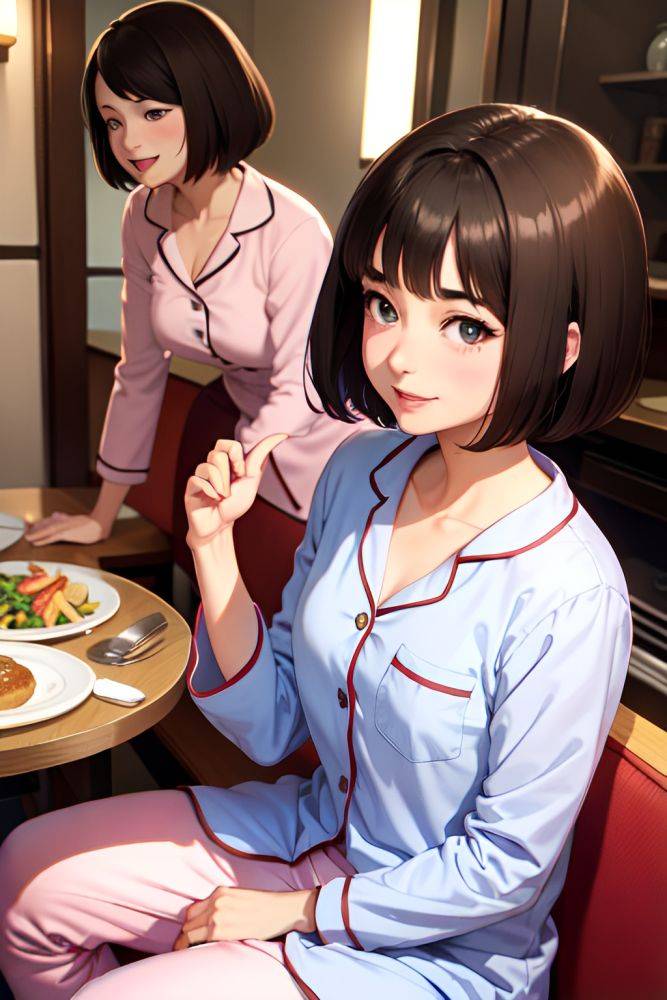 Anime Skinny Small Tits 50s Age Happy Face Brunette Bobcut Hair Style Light Skin Warm Anime Restaurant Side View Cumshot Pajamas 3697597048564804863 - AI Hentai - #main