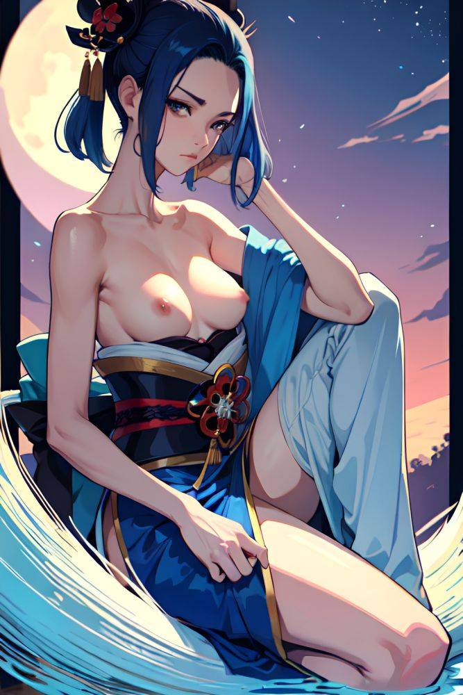 Anime Skinny Small Tits 60s Age Serious Face Blue Hair Slicked Hair Style Dark Skin Soft + Warm Moon Side View Spreading Legs Geisha 3697732340468471066 - AI Hentai - #main