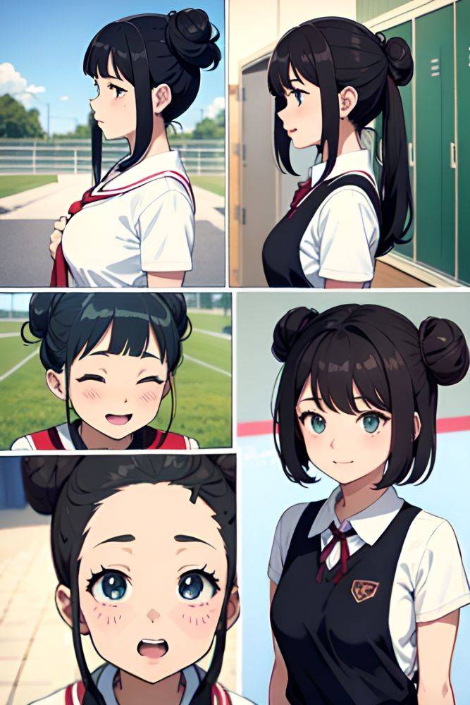 Anime Chubby Small Tits 18 Age Happy Face Black Hair Hair Bun Hair Style Light Skin Warm Anime Locker Room Side View Plank Schoolgirl 3697906286637490678 - AI Hentai - #main