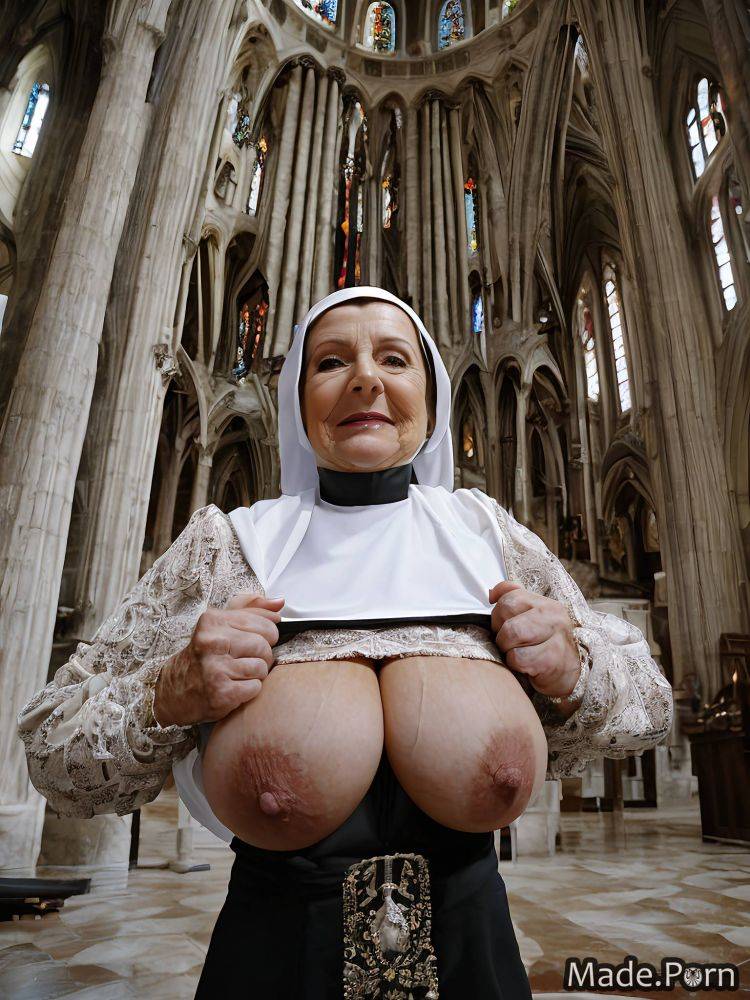 Ssbbw flashing tits woman big hips church nun gigantic boobs AI porn - #main