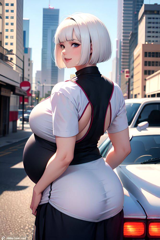 Anime Pregnant Huge Boobs 80s Age Happy Face White Hair Bobcut Hair Style Light Skin Cyberpunk Car Back View On Back Schoolgirl 3698242582579103550 - AI Hentai - #main