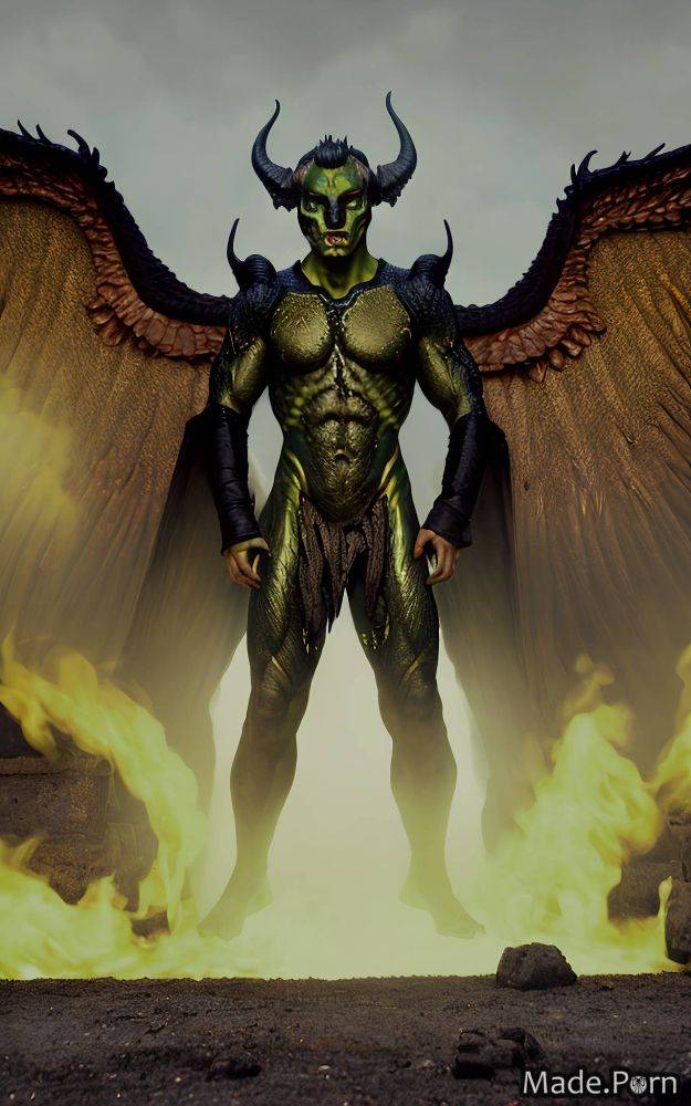 Standing perfect boobs goblin gay bodybuilder devil bodypaint AI porn - #main