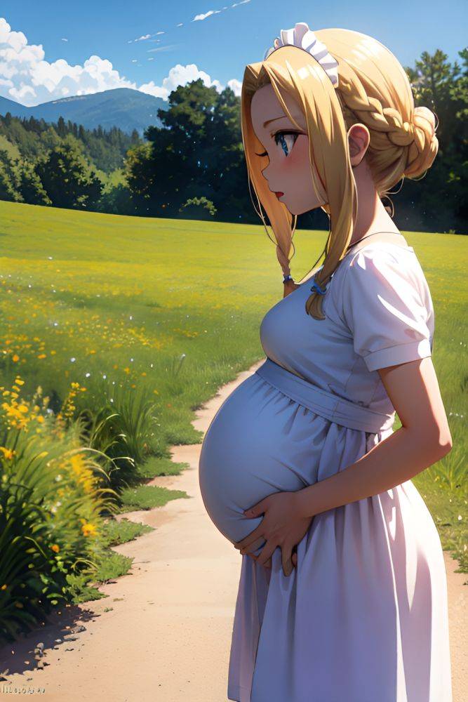 Anime Pregnant Small Tits 70s Age Seductive Face Blonde Braided Hair Style Light Skin Warm Anime Meadow Side View T Pose Maid 3698679378541424597 - AI Hentai - #main