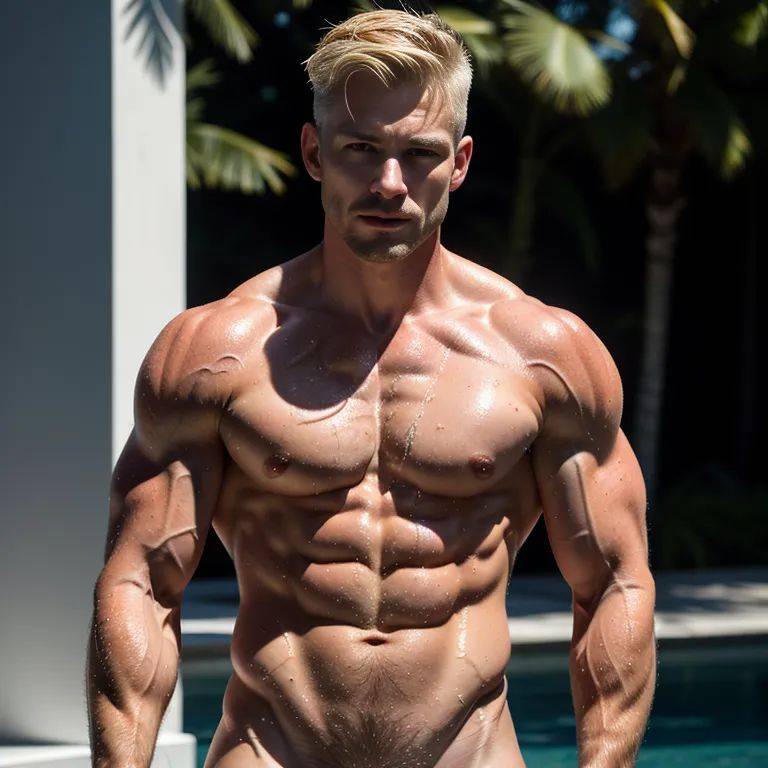 ,white people,manly man,twenties,(RAW photo, best quality, masterpiece:1.1), (realistic, photo-realistic:1.2), ultra-detailed, ultra high res, physically-based rendering,short hair,blonde hair,cool,muscular,(wet:1.1),abs,nude,(adult:1.5) - #main