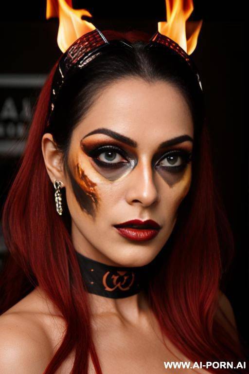 hardrock woman nude bas face make-up satanic fire color - #main