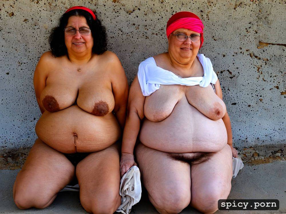 multiple obese bbw arabic old grannies, real faces, fat belly - #main