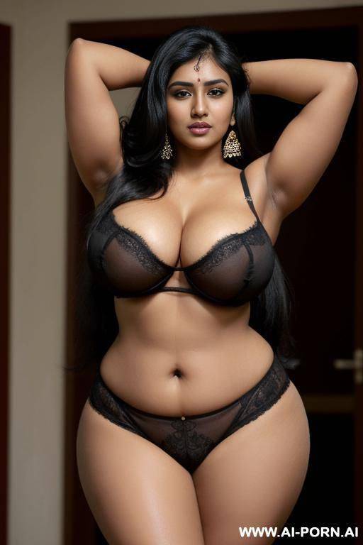 indian woman, dark skin, long black hair, massive breasts, chubby, (((very thick arms))), massive boobs, hairy pussy, black armpit hair - #main