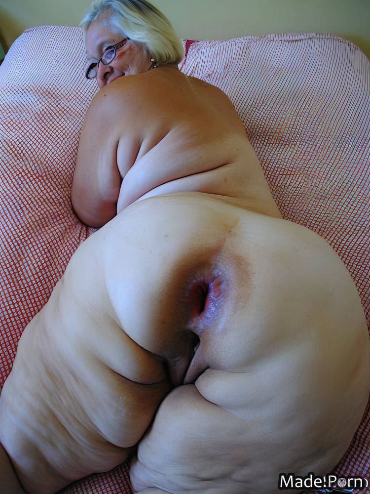 Looking back white hair profile shot ssbbw bent over thick thighs big hips AI porn - #main